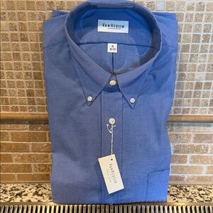 Van Heusen Men's Pinpoint Oxford Button Down in Classic Blue- NWT- sz 16, 32/33